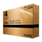 Trotec | Metallic Looking Acrylic Sheet | 12"x20"x1/16, 4 Pcs | Brushed Brass/Black | Metallic Finish - Scratch Resistant for Laser Engraving & Cutting,Printing,Glowforge,Name Plate | USA Made