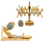 Wooden Handcrafted Heavy Duty Wooden Yarn Ball Winder - Premium Crafted Knitting Crocheting Accessories & Combo Set - Table Top Yarn Swift (Steam Beech Wood)