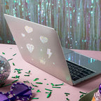 SHENLIU 60 Sheets Holographic Laminate Sheets Clear Glitter Vinyl Sticker Paper Holographic Overlay Self Adhesive Waterproof Transparent Film for Sticker Paper, 11.7 x 8.3 Inch (Gem Patterns)