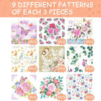 Decoupage Napkins Assorted Floral 27 Pack 9 Styles for DIY Crafting Birthday Party ， Decorative Decoupage Napkins Cocktail Paper ，Each Unfolded 13 Inch (Colorful Floral)