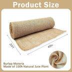 40InX20FT Burlap Rolls Multipurpose Jute Burlap Fabric for Garden Tree Wrap Outdoor Weed Barrier Protection for Plant Shrubs DIY Craft Projects and Party Decor