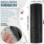 Anivia Deco Mesh Ribbon, 10inch x 30 Feet Each Roll Metallic Foil Mesh Ribbon for Wreaths Swags, Holloween, and Christmas Tree Decoration (Black)
