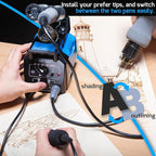 WEP 939-III Dual Pen Wood Burning Kit 34-IN-1 with 20 Woodburning Tips Soft-Grip Pyrography Pen with 2 Stencils, 2 Unfinished Wood, 1 Pen Holder Professional Wood Burner Tool