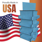 TORCHED DISPLAYS 4-Sided Rotating Display Stand - Craft Shows, Trade Shows, Markets - Small & Medium-Sized Items like Stickers, Postcards, Coasters, Note Pads, Napkins, Easy to Assemble (Blue)