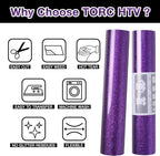 TORC Purple Glitter HTV Heat Transfer Vinyl Roll 12 inch x 20 ft Sparkly Iron on Vinyl for T Shirts Crafts Bulk