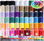 ilauke 50 Colors Sewing Thread, 124 Pcs Bobbins Threads Kit, 500 Yards per Thread Spools for Sewing Machine, Brother Singer Janome Machine and Hand Quilting