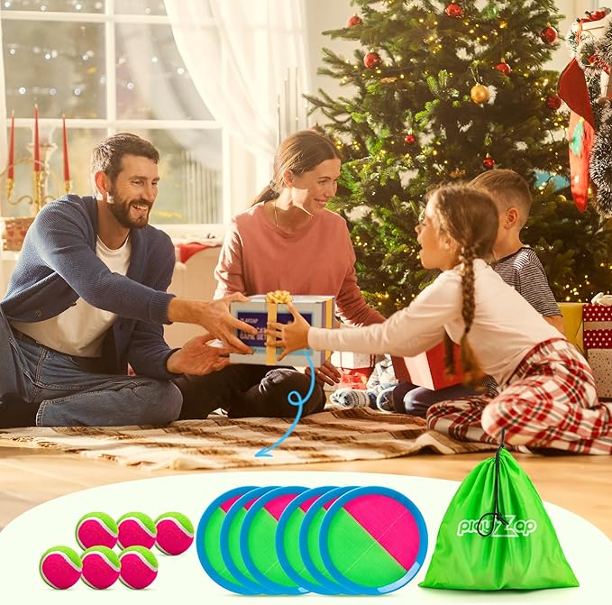 PlayZap Toss and Catch Ball Set Upgraded - Kids Baseball Toys Sturdy PVC for Family Games - Water-Resistant Great for Beach Pool Yard Outdoor - Gift for 3 4 5 6 7 8 9 10 11 12+ Years Old Boys Girls