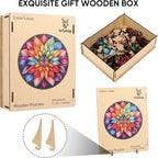 Wooden Puzzles for Adults, Mandala Wooden Jigsaw Puzzles 200 Pieces, Unique Design Adult Puzzles, Family Brain Game Gift,10.9x11.2 inch