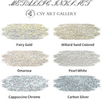 CSY art gallery Metallic -Pearlescent-Glitter Acrylic Ink -Shining Calligraphy Paint -Silver, Rose Gold Rich Pigments Perfect for Artists, Canvas, Rocks, Wood, Fabric, Ceramic (Galaxy Starlight Set)
