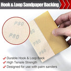 50 Pcs Premium Sand Paper, 1/4 Sand Paper Sheet Hook and Loop Backing 80/120/150/220/320/400 Grit Sandpaper Assortment Sandpaper for Wood Metal Automotive Palm Sanders 5.5" x 4.5"