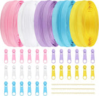 DOITEM Zipper Tape 3 mm by The Yard - 12.5 Yard/14 Meter Nylon Endless Set With Slider - 5 Colors for Sewing