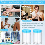 SATINIOR 12 Pack 10 oz Plastic Container Jars with Lids Round Clear Travel Cosmetic Container Slime Jars for Toiletries, Lotion, Cream, Ointments, Makeup, Rhinestone, Samples, Kitchen Storage(Blue)