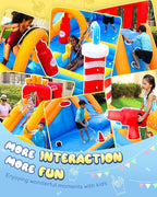 AirMyFun Inflatable Water Park, Water Slides for Kids Backyard, Bounce House for Kids 3-8 Outdoor| Paddling Pool - Boxing Ring, Climbing Wall - Spacious Splash Zone - Includes Patch Kit & Blower