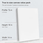 PHOENIX Large Stretched Canvas for Painting 14x18 Inch/7 Value Pack, 8 Oz Triple Primed 5/8 Inch Profile 100% Cotton White Blank Canvas, Large Framed Canvas for Oil Acrylic & Pouring Art