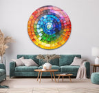 My Photostation.com 24''(60cm) Diameter Radiant Spiral Spectrum Round Glass Wall Art Tempered Glass Printing Wall Decor Large Wall Art Wall Hangings