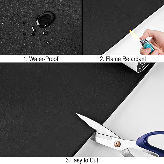 Neoprene Sponge Rubber Foam Sheets with Adhesive Backing, 12" x 60" x 1/8" Black Foam Roll Insulation Board Soundproof Neoprene Mat, Great for Cosplay Padding, DIY, Gaskets, Costume, Crafts