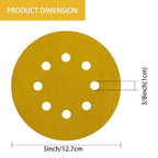 150PCS 600 Grit Gold Sanding Discs, 5-Inch 8-Hole Sandpaper for Random Orbital Sander,for Automotive or Woodworking