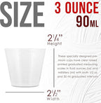 Pouring Masters 3 Oz (90 ml) Liquid Measuring Cups - Plastic Graduated Cup (50 Pack) with 25 Sticks - Reusable Mixing Cups for Paint, Craft, Kitchen, Lab, Medical Supplies, Epoxy Resin, Art