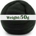 Mayboos Wool Roving Yarn, 1.76oz Colored Natural Wool Roving,Wool Felting Supplies Pure Wool Chunky Yarn for Wet Felting handcrafts and Spinning (Dark Green Color)