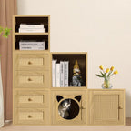 Magic DIY Cube Storage Organizer Stackable Cubes for Home Books Clothes Toy -Modular Cubby Storage System -Closet Organizer -Bookcase Closet(Yellow Oak,Cat Door Cube)