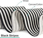CT CRAFT LLC Striped Canvas Cotton Ribbon 4" x 10 Yards Ivory/Black Stripes for Thanksgiving Christmas Home Décor Gift Wrapping Outdoor Tree Topper Bow Wreath