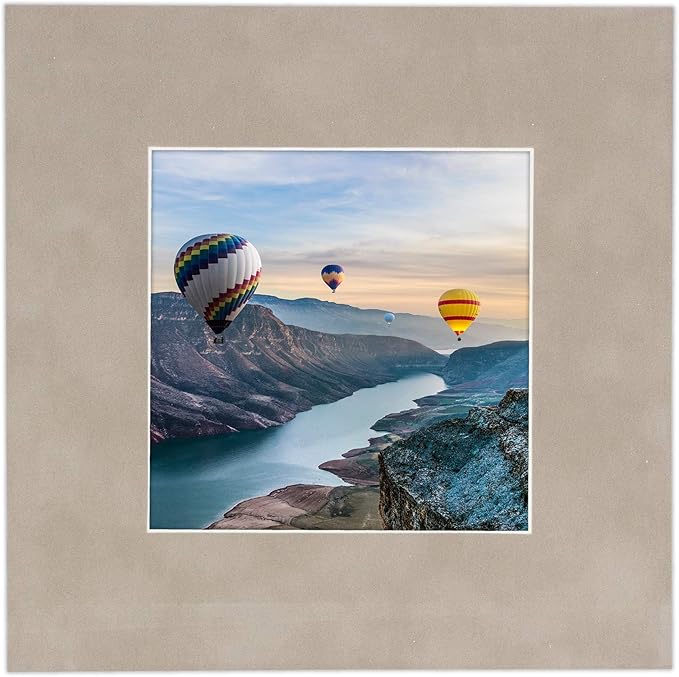 8x10 Mat Bevel Cut for 5x8 Photos - Acid Free Light Grey Suede Precut Matboard - For Pictures, Photos, Framing - 4-ply Thickness
