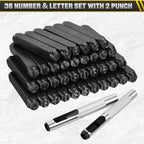 WorkBless 36PCS Metal Stamping Kit, 5/16" (8mm) Steel Number and Letter Punch Set, Include A-Z Alphabet, Number 0-8, & Symbol, Stamping Tool for Imprinting Plastic, Wood, Leather, Jewelry