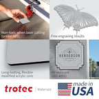 Trotec | Metallic Looking Acrylic Sheet | 12"x20"x1/16, 4 Pcs | Smooth Silver/Black | Metallic Finish - Scratch Resistant for Laser Engraving & Cutting,Printing,Glowforge,Name Plate | USA Made