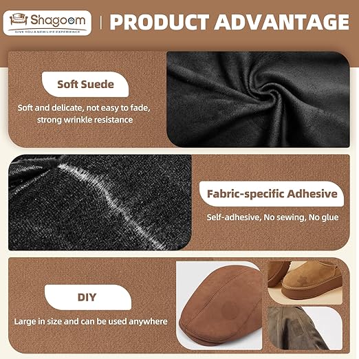 Suede Repair Patch, Large Fabric Repair Tape, Self-Adhesive Patches for Furniture, Couch, Sofa, Car Interior, Shoes, Hand Bag, Clothing (Dark Grey, 3.5X79 Inch)