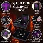 Dice Tray and Dice Tower for DND and RPG - All-in-One Game Roamer Tray & Large Tower for Random Rolls - Stores Your Sets, Mini's and More Compatible with D&D (Purple Tree)