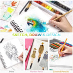 Mix Media Pad, Ohuhu Mixed Media Art Sketchbook, 120 LB/200 GSM Heavyweight Papers, 62 Sheets/124 Pages, Spiral Bound Mixed Media Paper Pad for Christmas Gift