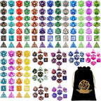 DND Dice Set, 25 X 7 Polyhedral Dice (175 Pieces) for Dungeons and Dragons DND RPG MTG Table Game D4 D6 D8 D10 D12 D20 25 Colors Dice with 1 Large Flannel Bag