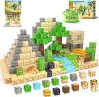 Large Magnetic Blocks Kids Toys, Sensory Learning Toys, Mine Magworld Building Craft, Desert Construction Set, 1“ Magnetic Building Cubes, Game Gift for 3+ Year Old Boys Girls