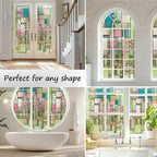 LuminManta 3D Stained Glass Window Privacy Film, Heat Control UV Blocking Static Cling Decorative Window Film for Bathroom,Front Door,Home Non Adhesive 23.6 x 35.4 inches Colorful Abstraction