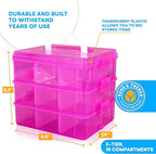 Bins & Things Bead Organizer with Adjustable Compartments - Durable Toy Organizers and Storage Solution for Dolls, Crafts, Mini Toy Figures, Jewelry and Beads - 3 Tier, 18 Compartments