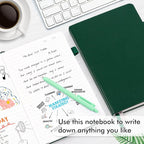 feela 5 Pack Journal Notebook Bulk for School, Hardcover Business Notebooks Classic Ruled Lined Journals with Pen Holder for Work Note Taking, with 5 Black Pens, 120 GSM, 5.1”x8.3”, A5, Dark Green