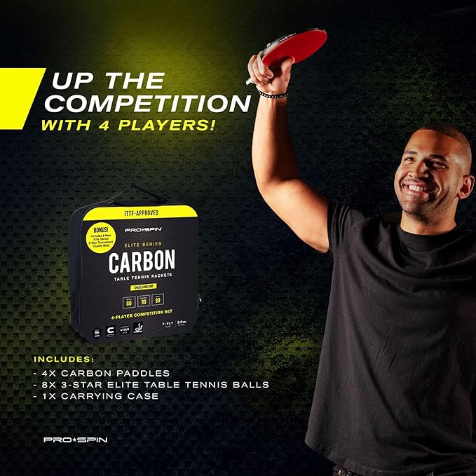 PRO SPIN Ping Pong Paddles - Professional Level Table Tennis Rackets with Carbon Fiber for Superior Control | 7-Ply Blade, Premium Rubber, 2.0mm Sponge | Includes Protector Case