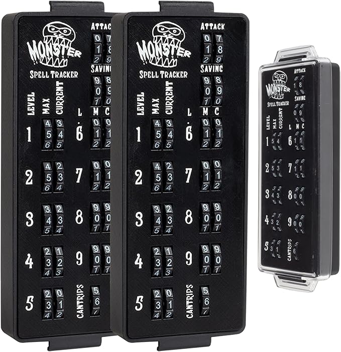 Ultimate RPG Spell Tracker for DND (2 pk)- Keep Track of All Magic Stats, Levels, Modifiers Easily w Adjustable Place-Locking Dials & Protective Cover- Compatible w Dungeons Dragons 5e Tabletop Games