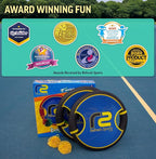 Fun Bouncy Paddle & Stringy Ball Toss & Catch Game - Easy to Use for Kids All Ages - Soft Foam Design for Safe Play Indoors or Outdoors - Also Works as Flying Disc - Great Gift Idea for Boys & Girls