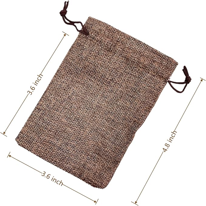 Palmhomee Pack Of 25 Burlap Gift Bags with Drawstring Linen Jewelry Pouches Wedding Hessian Jute Bags for Birthday and Treat Pouches Party Wedding Favors Gift (3.6x4.8 Inch, Coffee)