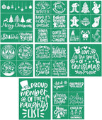 JAJADO Self Adhesive Christmas Silk Screen Stencils 9 Pcs, Winter Holiday Xmas Screen Print Transfers Chalk Mesh Stencils for Painting on Wood, Fabric, Glass, Pillow, Card, DIY Christmas Decoratio