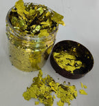 Gilding Flakes,Gold Foil Flakes for Resin,Blue Red Purple Pink Metallic Foil Flakes for Resin Jewelry Making,Nails,Painting Art,Crafts and Slime (Lemon Yellow)