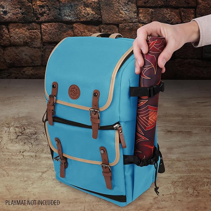 ENHANCE Designer Edition TCG Backpack - MTG Deck Bag Card Binder Space, TCG Deck Box Storage, MTG Playmat Holder - Card Storage Compatible with Magic the Gathering, Pokemon, Lorcana (Canvas Blue)