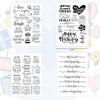 Whaline 4 Sheets Sentiment Words Clear Stamps Greeting Words Happy Birthday Silicone Transparent Stamps for DIY Craft Card Making Scrapbooking Embossing Album Decor