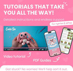 Cookie Box Crochet Kit for Beginners – Gift Set to Make Bunny Lola Amigurumi Plushie – Easy DIY Crochet & Knitting Starter Kit with Video and PDF Tutorials