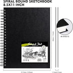Conda 8.5"x11" Hardbound Sketch Book, Double-Sided Hardcover Sketchbook, Spiral Sketch Pad, Durable Acid Free Drawing Art Paper for Adults