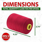 Mandala Crafts 4 Pack of Serger Threads Cones Spools - 20S/2 24000 Yards Polyester Cranberry Threads for Sergers Machine and Overlock Quilting Sewing Machine