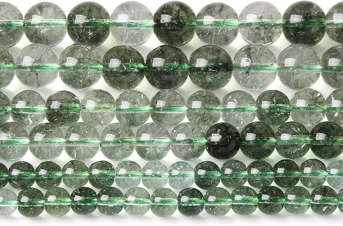 32PCS 12MM Green Crackle Phantom Ghost Crystal Beads for Jewelry Making DIY Bracelet Necklace Accessories 15" Energy Healing Power Stone Beads