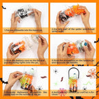 Shemira Halloween Craft Kit for Kids, 4 pcs Glass Mason Jar with Accessories for DIY Lantern Jar, Halloween Art & Craft Party Supplies, Art Activities