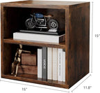 FUSUNBAO Magic DIY Storage Organizer - Stackable Cubes for Home Books, Clothes, Toys-Modular Cubby Storage System-Office Cubical-Bookcase Closet (Antique Brown, 1 Layer Cube)